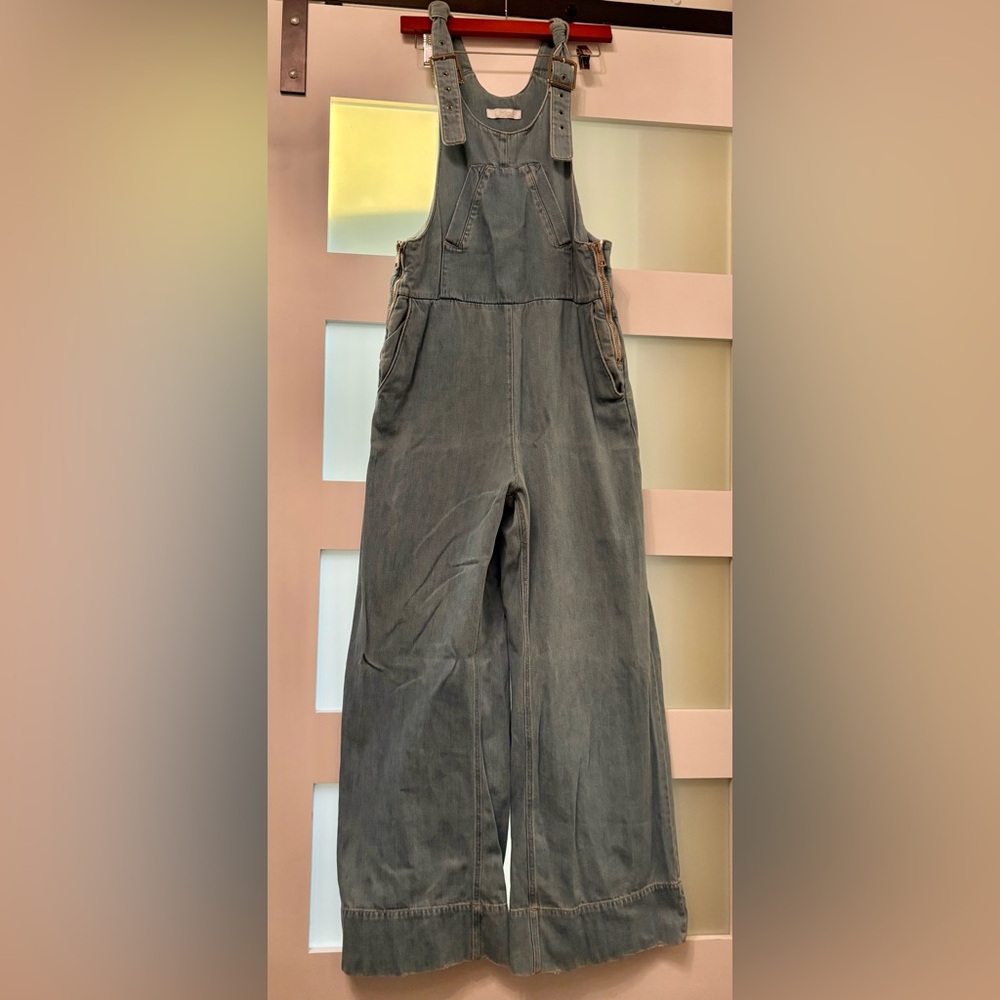 Chloé Washed Blue Denim Overalls Jumpsuit Size Fr 40 - Picture 3 of 16